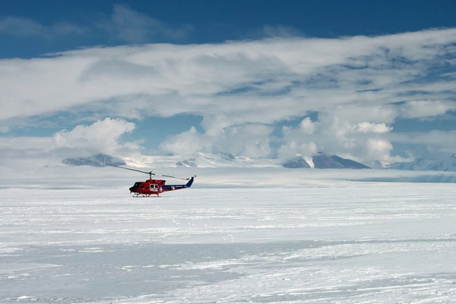 NSF helicopter on the ice near Cape Royds Antarctica (~70km from McMurdo)