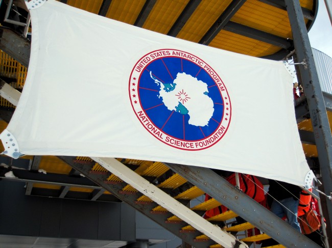 Sign at Amundsen- Scott Station at the South Pole.