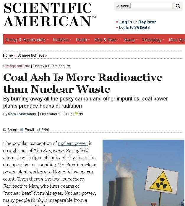 Radiation Coal Nuclear Plants - Dan's Wild Wild Science - AGU Blogosphere
