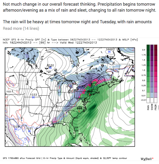 This is an example of raw model data with a forecast synopsis attached. Not my favourite way of doing it.