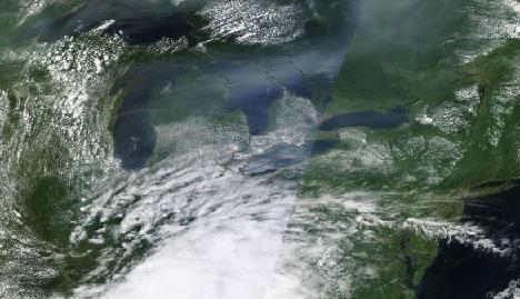From NASA Terra Satellite on Friday 18 July. This is a true colour image from the MODIS sensor on-board the satellite.