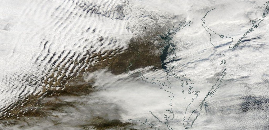 Wave clouds over Maryland and Virginia Thursday from the NASA Terra Satellite. 