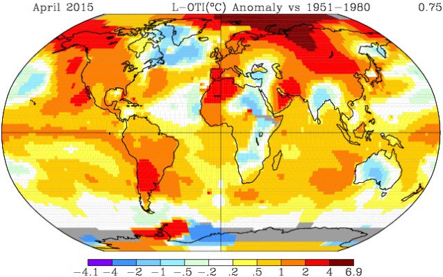 NASA data released today shows the warmest 4 month start tot he year on record. 