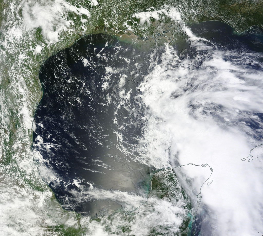 From the NASA Terra Satellite today in true colour. Click image for a 1km resolution image.