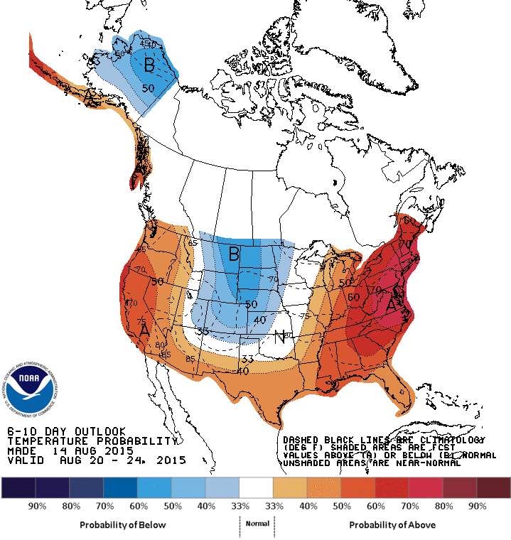 NOAA is forecasting a very highprobability that the Eastern and NE U.S.  will see above normal temperatures all of next week. I think this is spot on.