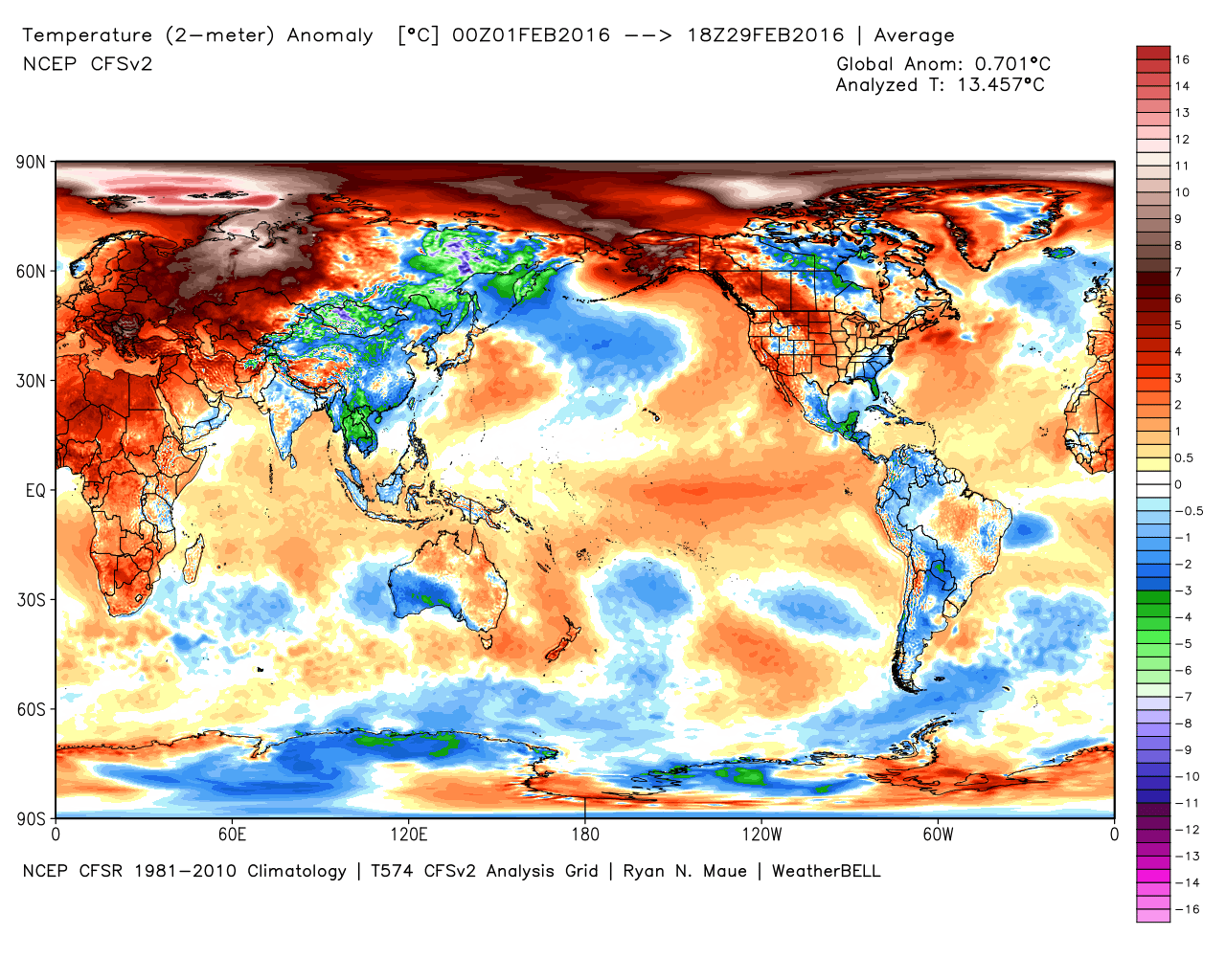 Temp. anomalies in February- image from Wx Bell.