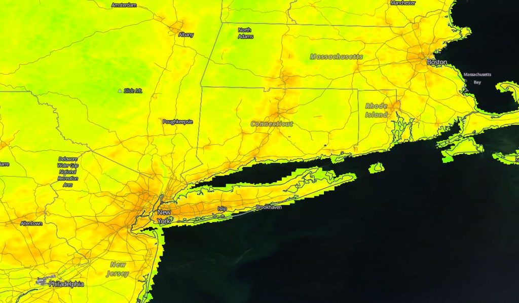 From NASA Terra Satellite- IR image showing ground (not air) temps.)