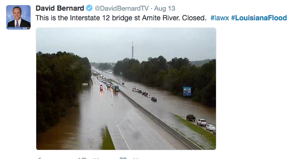 From friend and fellow broadcast Metr. David Bernard in New Orleans. Thousands trapped on interstates all night in La.