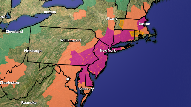 Heat warnings cover the Eastern Seaboard for the weekend.