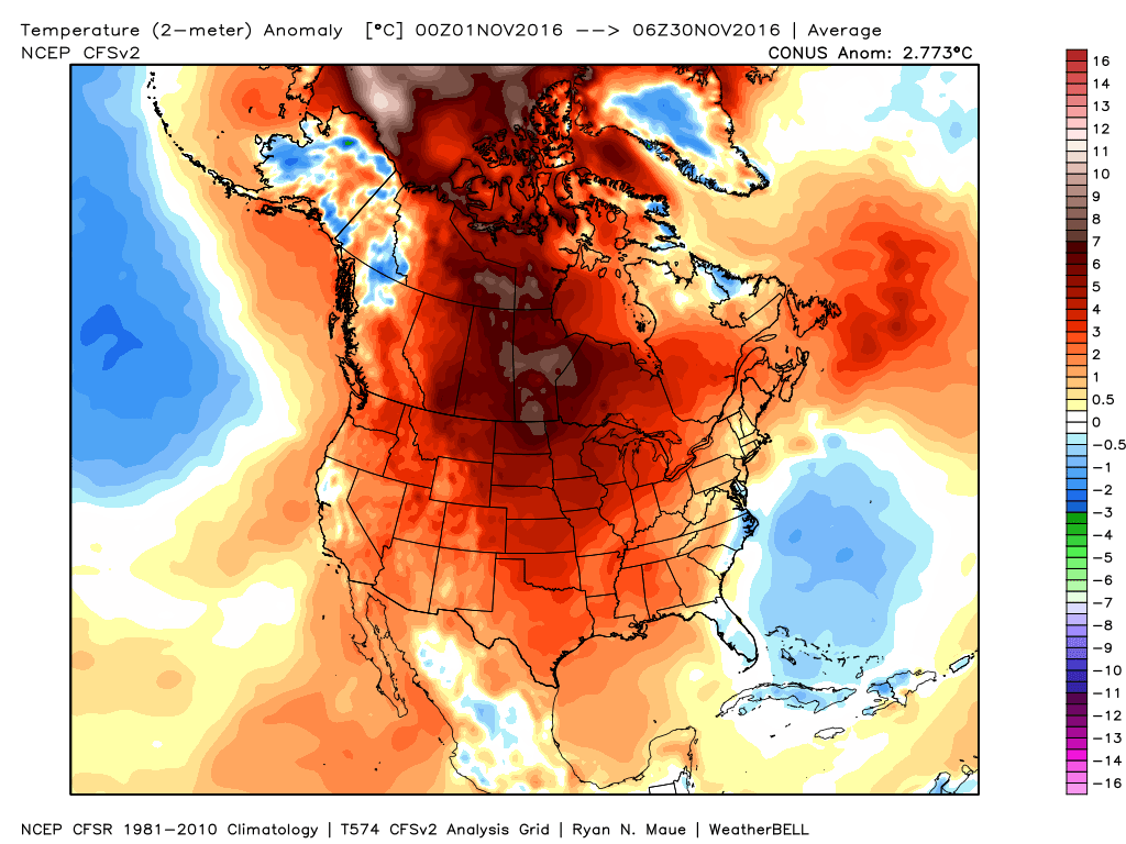 Much of North America had an incredibly warm November. Record warmth in many spots. We will have the official climate data in a couple of weeks.