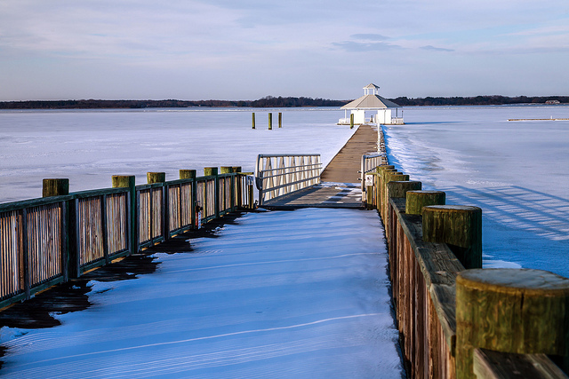 Another Cold Winter on the way?? This is the Choptank River in Md. in Jan. 2015. A mile wide and frozen.